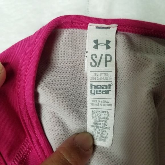 Under Armour Pink Racerback Tank Workout Heat Gear Women's Size S - Picture 6 of 7